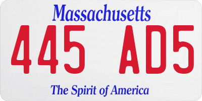 MA license plate 445AD5