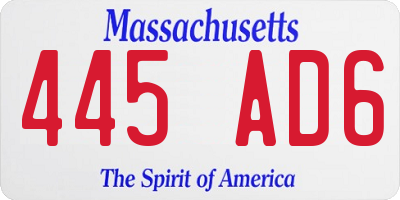 MA license plate 445AD6