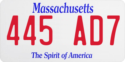 MA license plate 445AD7