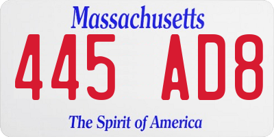 MA license plate 445AD8