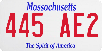 MA license plate 445AE2