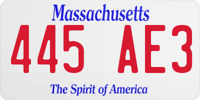 MA license plate 445AE3