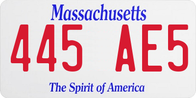MA license plate 445AE5
