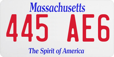 MA license plate 445AE6