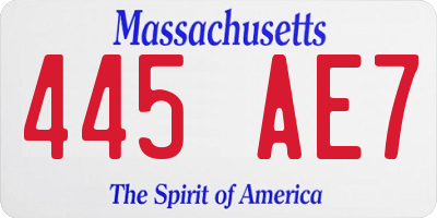 MA license plate 445AE7