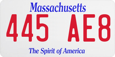 MA license plate 445AE8