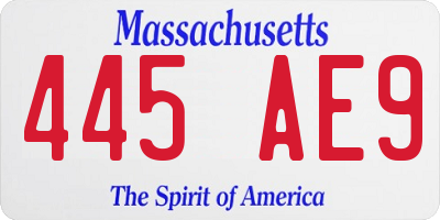 MA license plate 445AE9