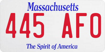 MA license plate 445AF0