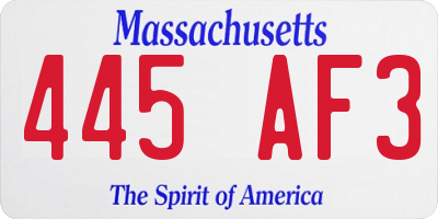 MA license plate 445AF3