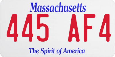 MA license plate 445AF4