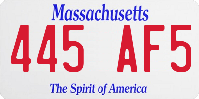MA license plate 445AF5