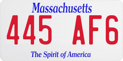 MA license plate 445AF6