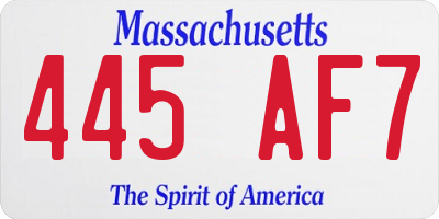 MA license plate 445AF7