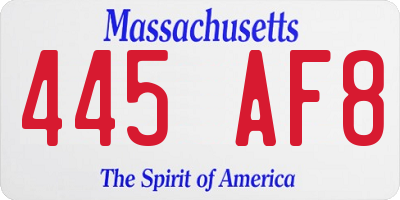 MA license plate 445AF8