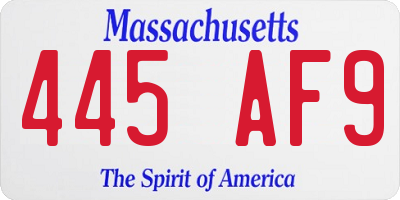 MA license plate 445AF9