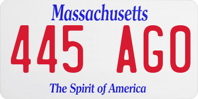MA license plate 445AG0