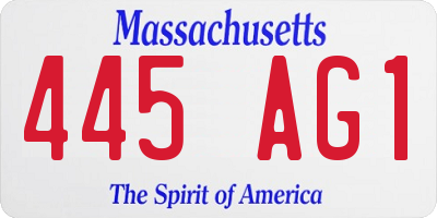 MA license plate 445AG1
