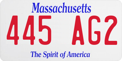 MA license plate 445AG2