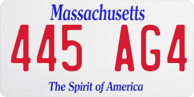 MA license plate 445AG4