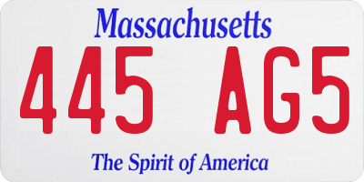 MA license plate 445AG5