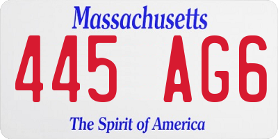 MA license plate 445AG6