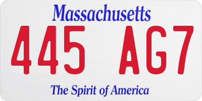 MA license plate 445AG7