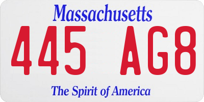 MA license plate 445AG8