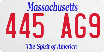 MA license plate 445AG9