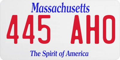MA license plate 445AH0