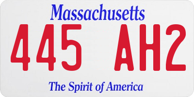 MA license plate 445AH2