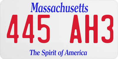 MA license plate 445AH3