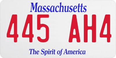 MA license plate 445AH4