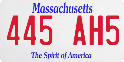 MA license plate 445AH5