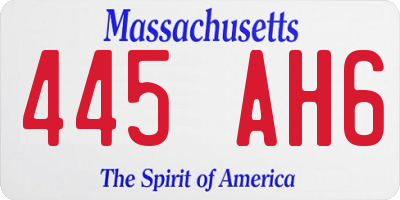 MA license plate 445AH6