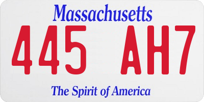 MA license plate 445AH7