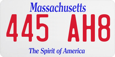 MA license plate 445AH8