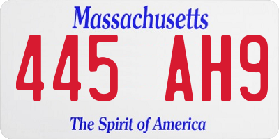 MA license plate 445AH9