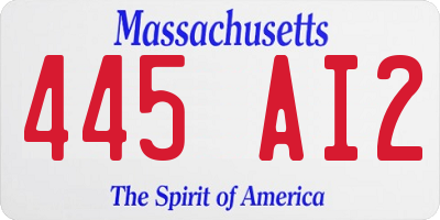 MA license plate 445AI2