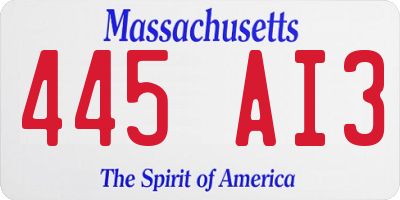 MA license plate 445AI3