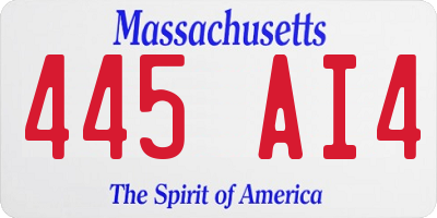 MA license plate 445AI4