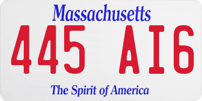 MA license plate 445AI6