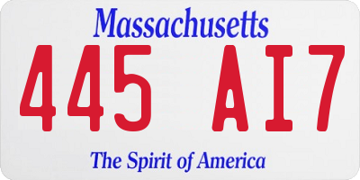MA license plate 445AI7