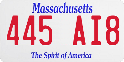 MA license plate 445AI8