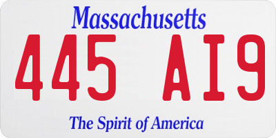 MA license plate 445AI9