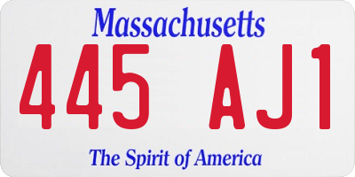 MA license plate 445AJ1