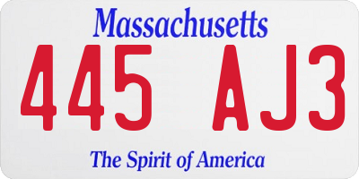 MA license plate 445AJ3
