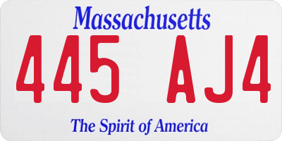 MA license plate 445AJ4