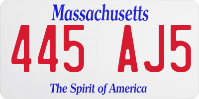 MA license plate 445AJ5