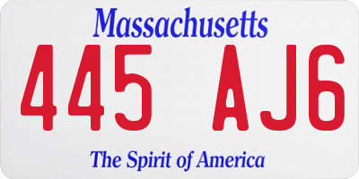 MA license plate 445AJ6