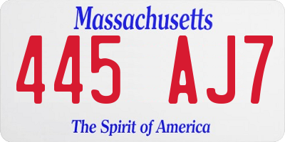 MA license plate 445AJ7